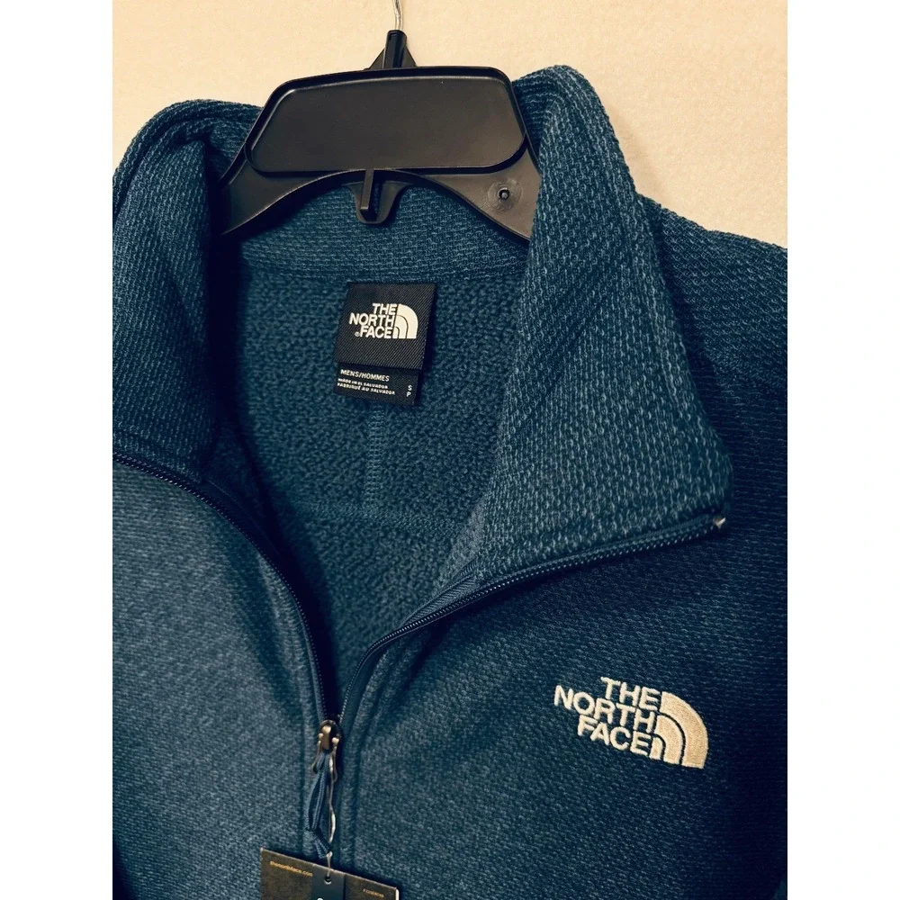 The North Face Textured Cap‎ Rock Fleece 1/4 Zip Pullover Blue Men's Small NWT
